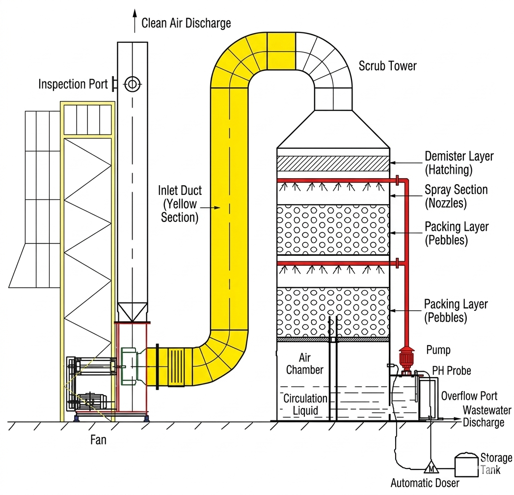 Cyclone hybrid wet scrubber system